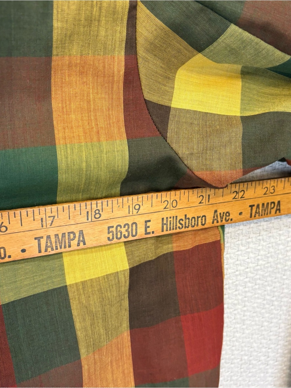 Men's Plaid Long Coat in Red, Yellow & Green - Picture 10 of 11